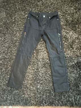 Black Waxed Zipper Moto Jeans